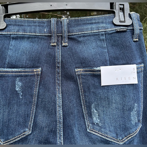 NWT Risen jeans 27 5 ultra high rise flare bell dark denim wide - Picture 9 of 16